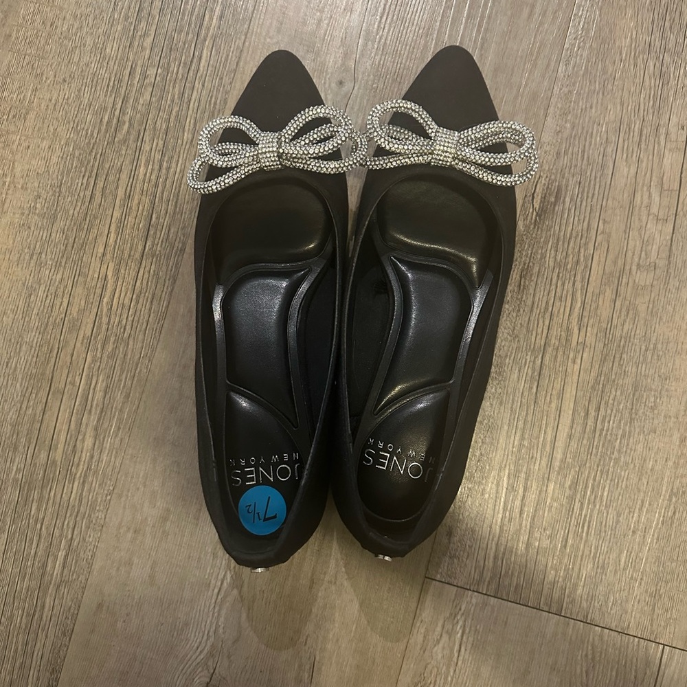 Jones New York Black Loafers with Silver Accents